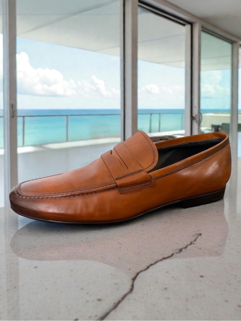 TO BOOT NEW YORK Adam Derrick Portofino Tabacco Leather Penny Loafer Size 11